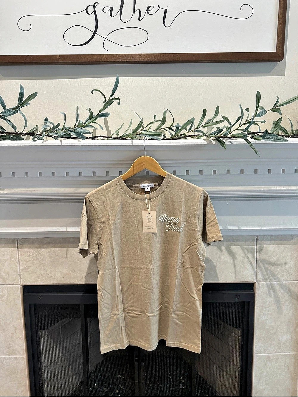 Embroidered Short Sleeve “Mama” Tee in Brown NWT